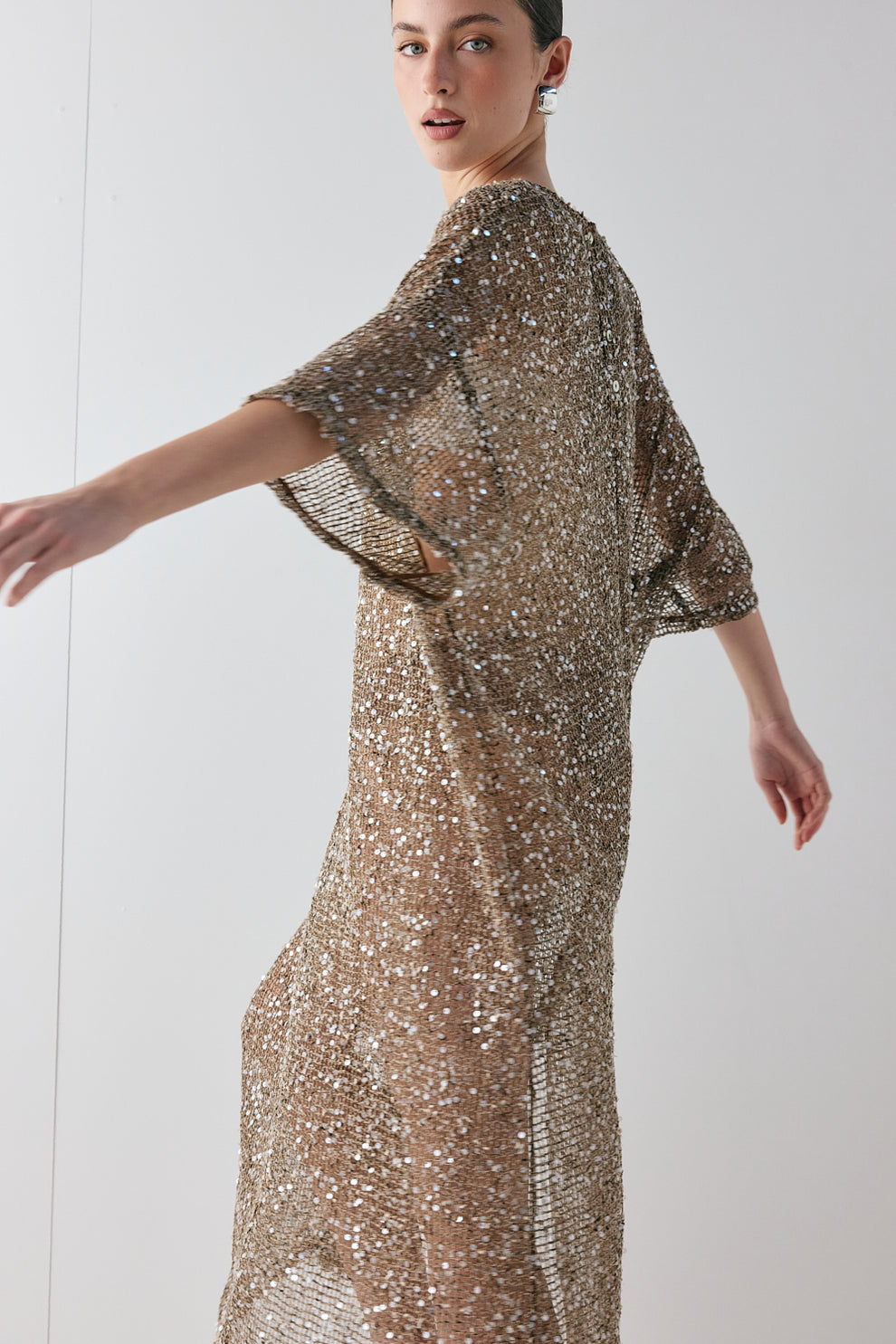 VRG GRL Women's' 'Ivette Sequin Midi Dress Mocha 12 VRG GRL Women's' 'Ivette Sequin Midi Dress Mocha 12