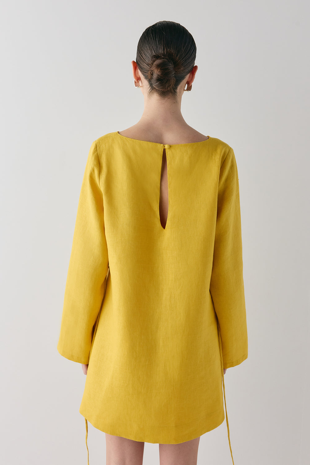 Sabine Linen Mini Dress Mustard