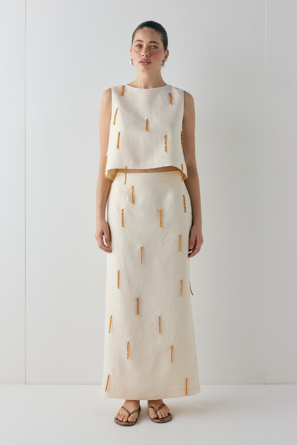 Siena Linen Top Cream - size:Ruby:AU 6 / US 2