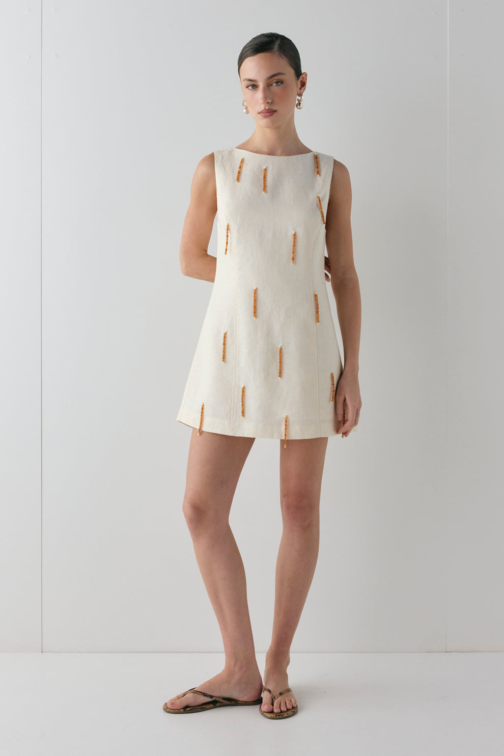 Anisa Linen Mini Dress Cream
