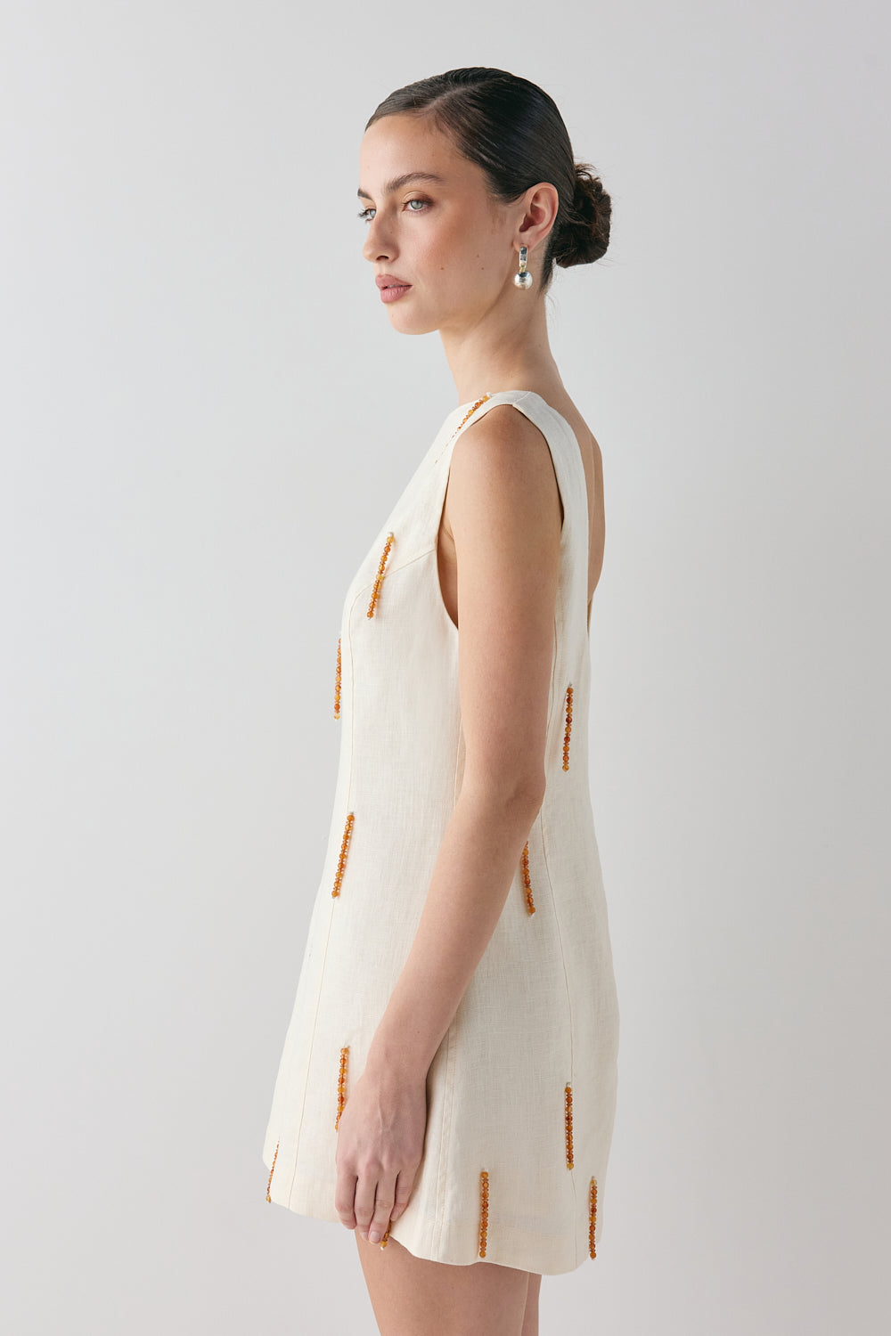 Anisa Linen Mini Dress Cream