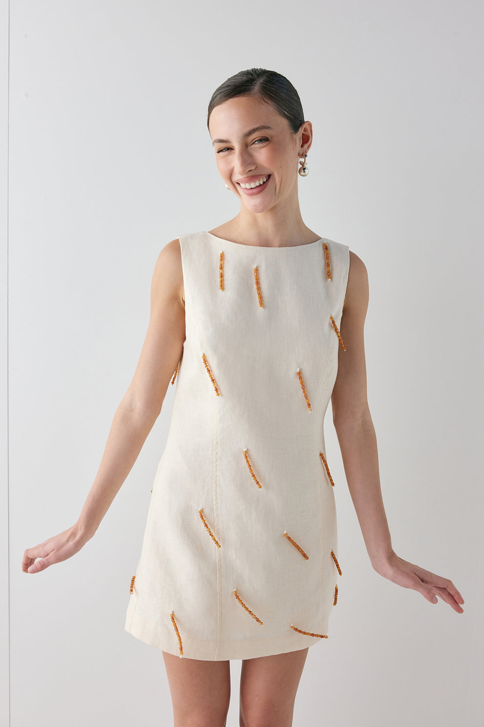 Anisa Linen Mini Dress Cream