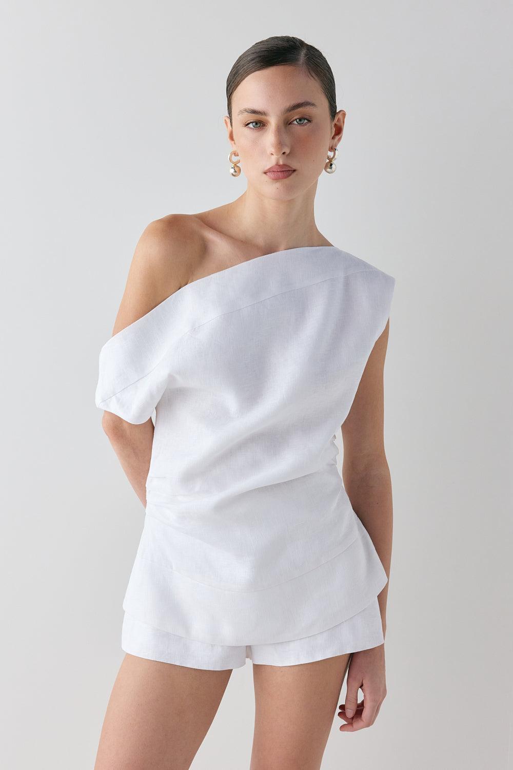 Eilish Linen Top White