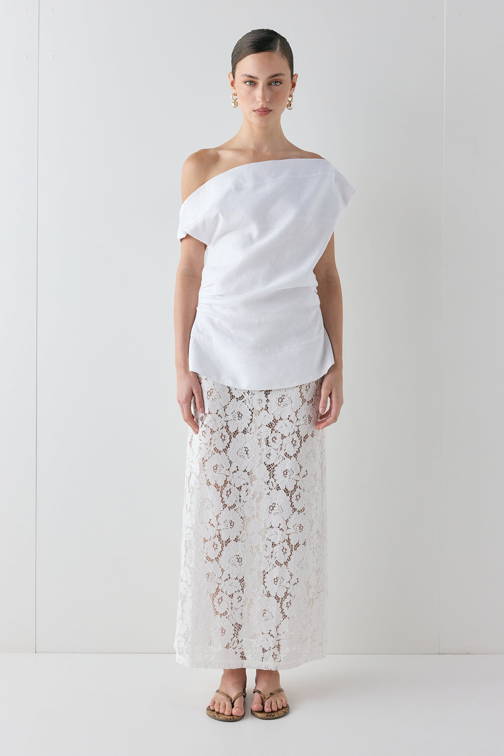 Eilish Linen Top White - size:MC:AU 6 / US 2