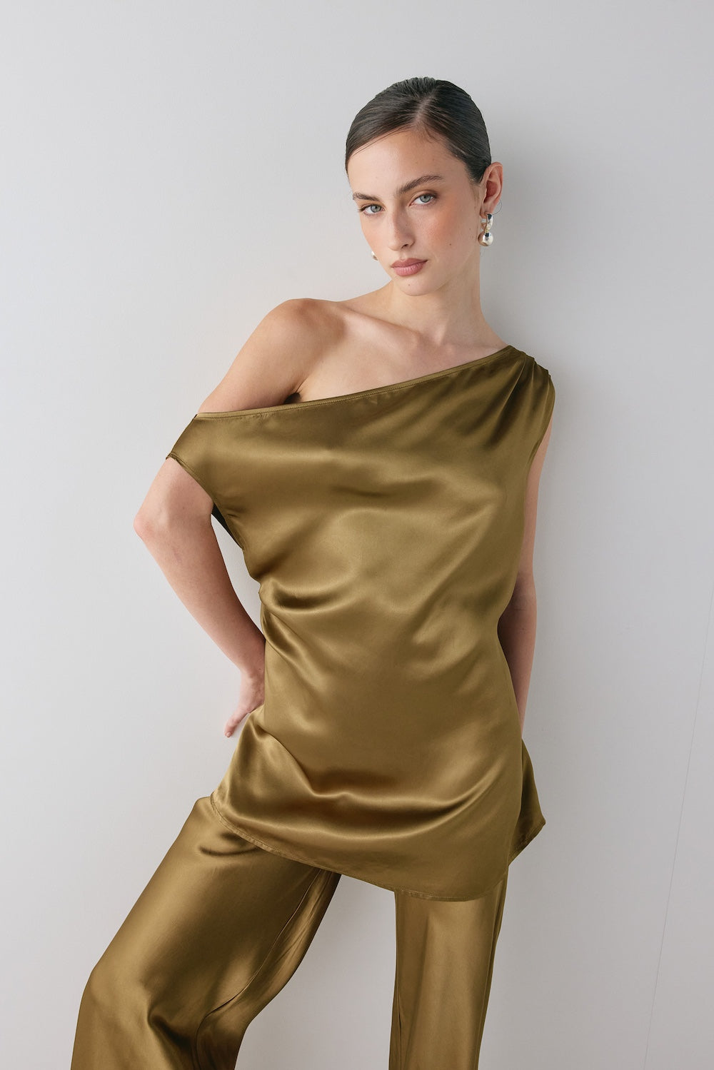 Camille Satin Tunic Top Copper - size:MC:AU 6 / US 2