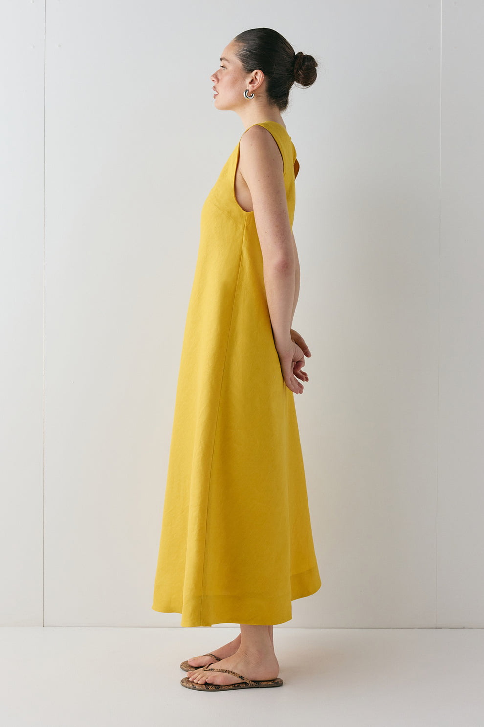 Marina Linen Midi Dress Mustard