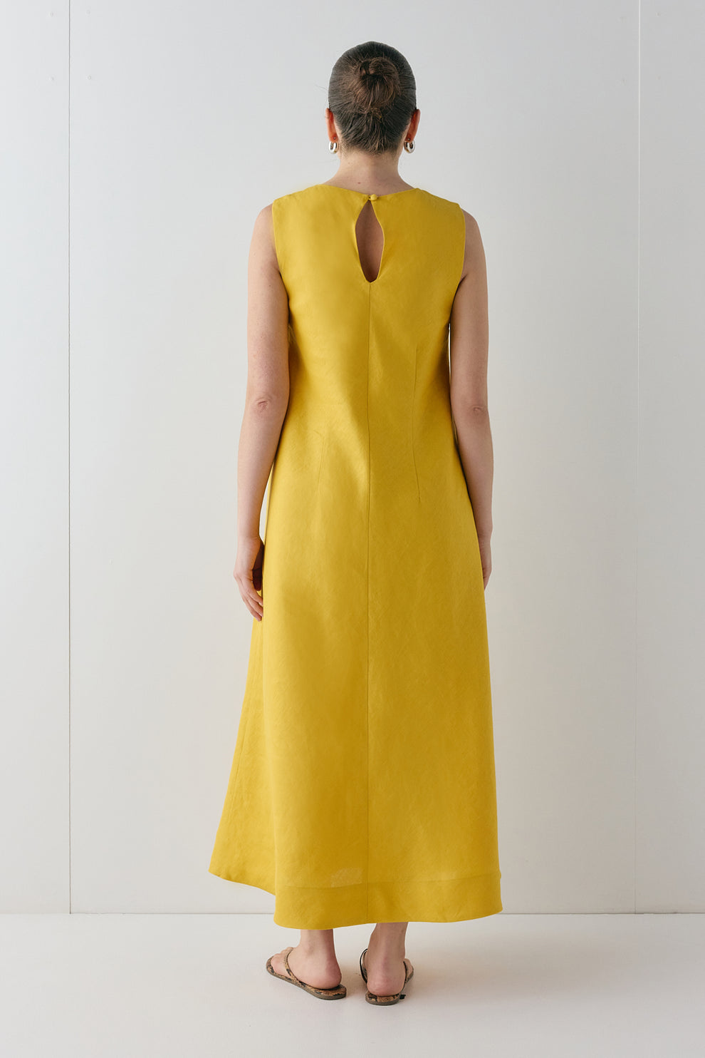 Marina Linen Midi Dress Mustard