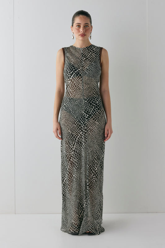 Blanco Sheer Maxi Dress Croc - size:Ruby:AU 6 / US 2