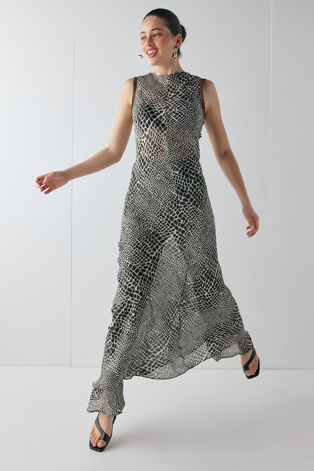 Blanco Sheer Maxi Dress Croc