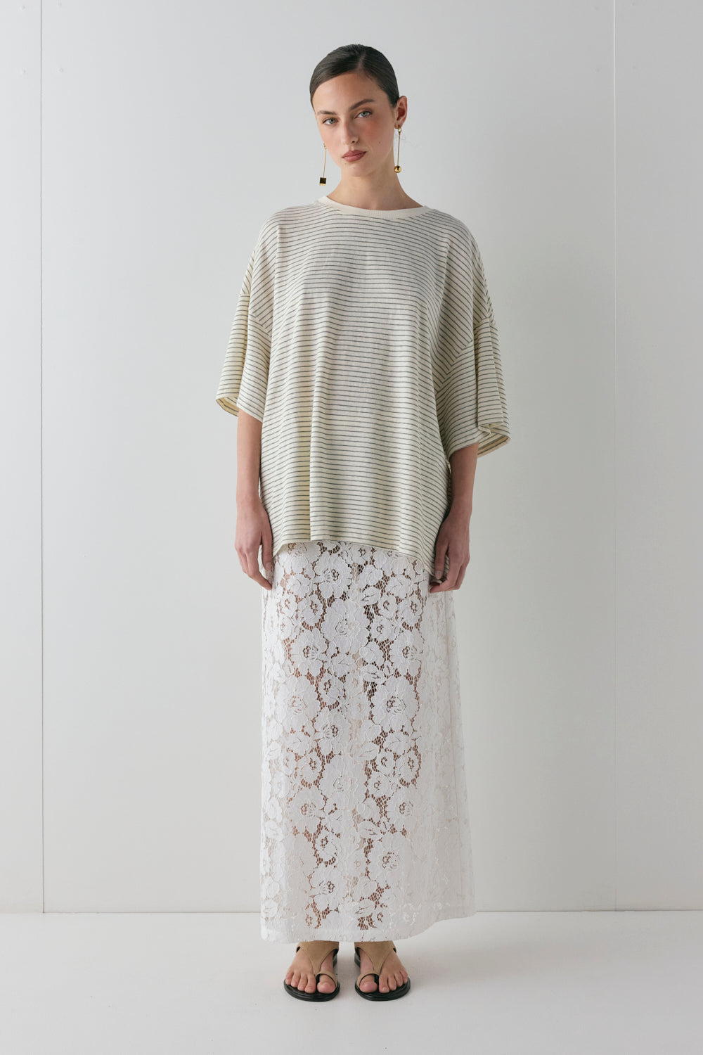 Devyn Lace Midi Skirt White