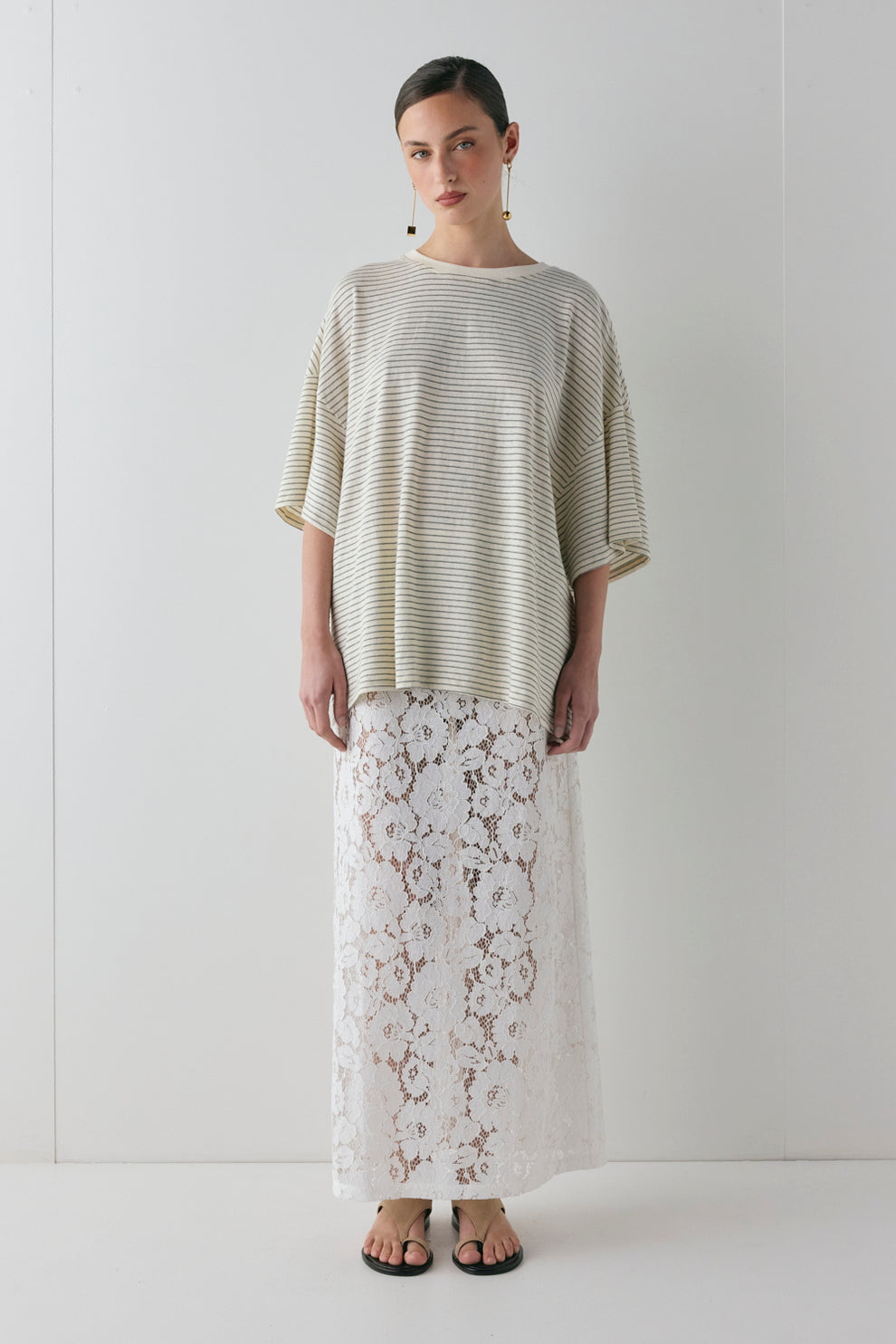 Devyn Lace Midi Skirt White