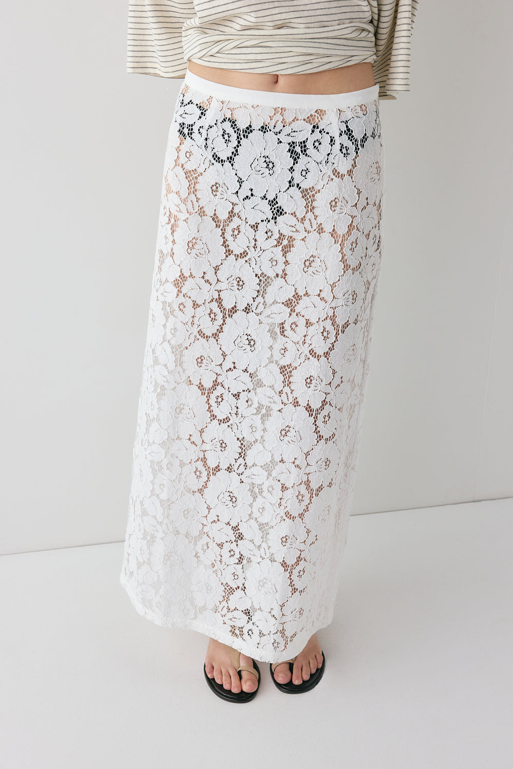 Devyn Lace Midi Skirt White