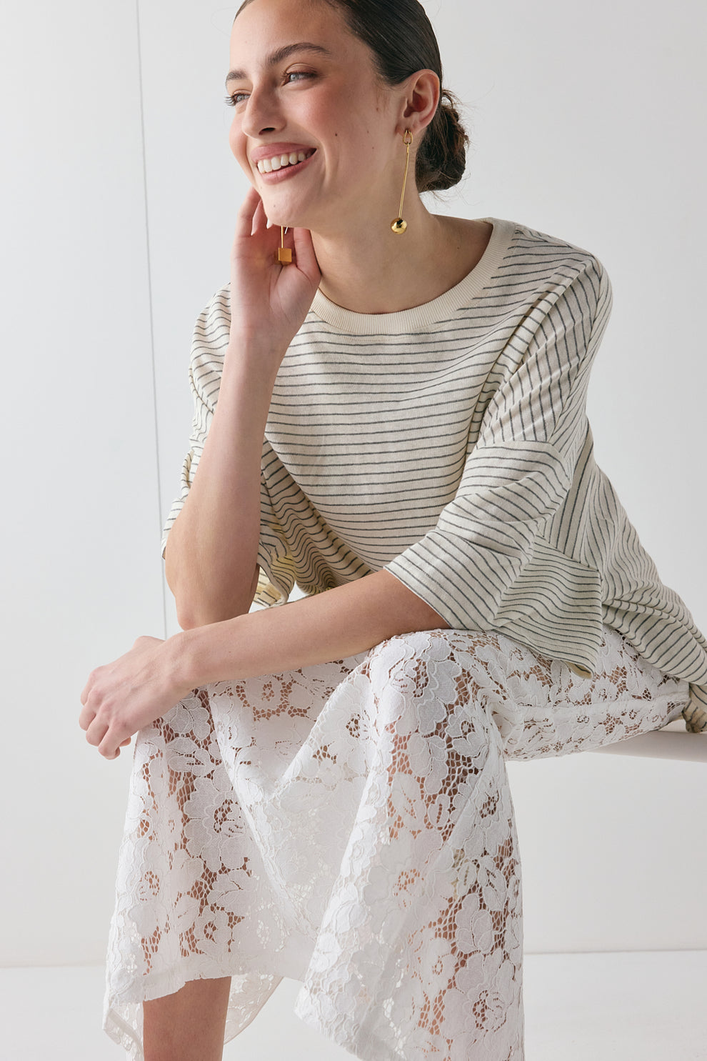 Devyn Lace Midi Skirt White