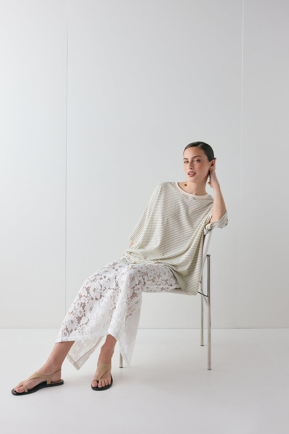 Devyn Lace Midi Skirt White