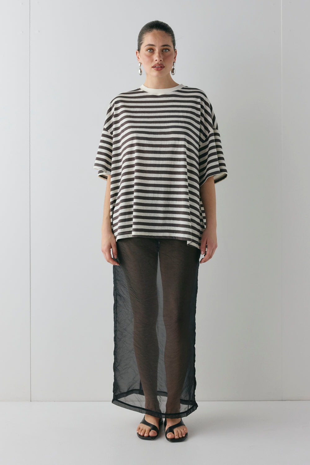 Willow Tee Charcoal Stripe - size:Ruby:AU 6 / US 2