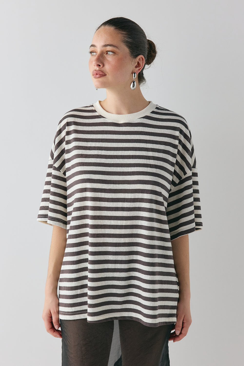 Willow Tee Charcoal Stripe