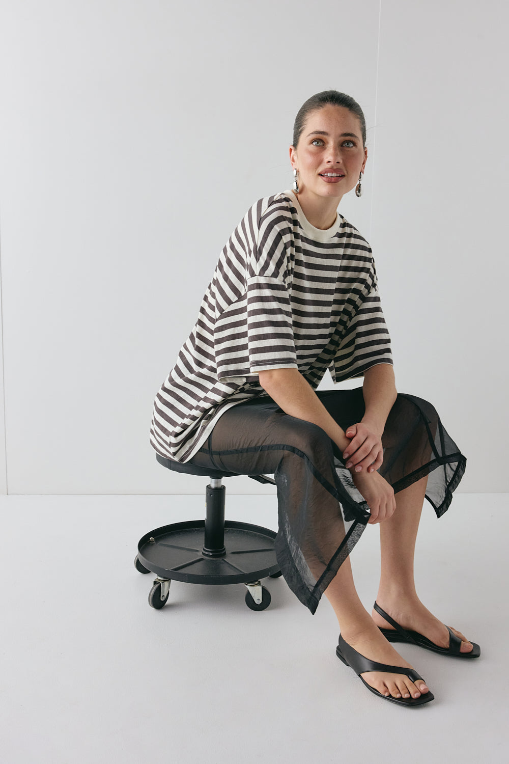 Willow Tee Charcoal Stripe