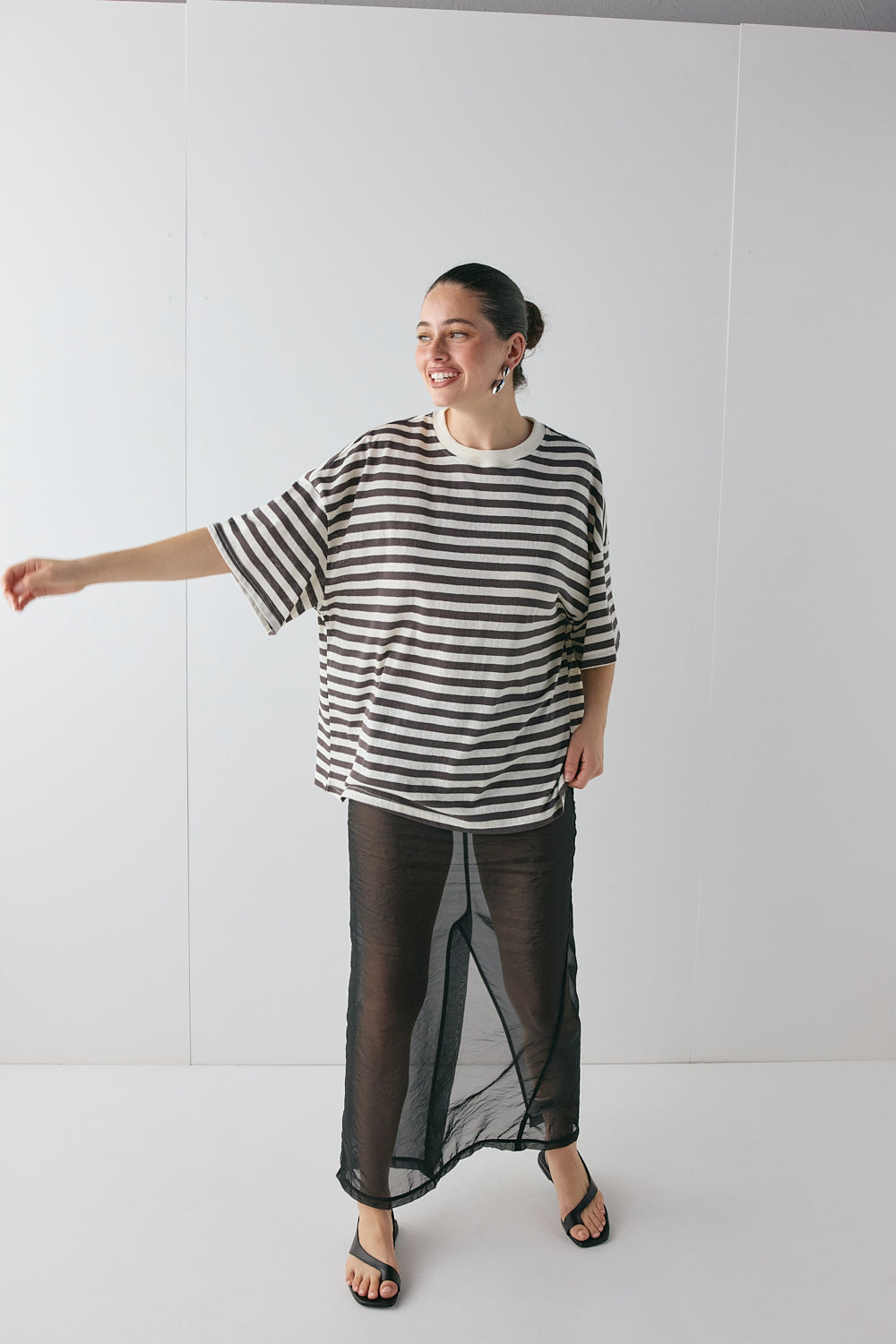 Willow Tee Charcoal Stripe