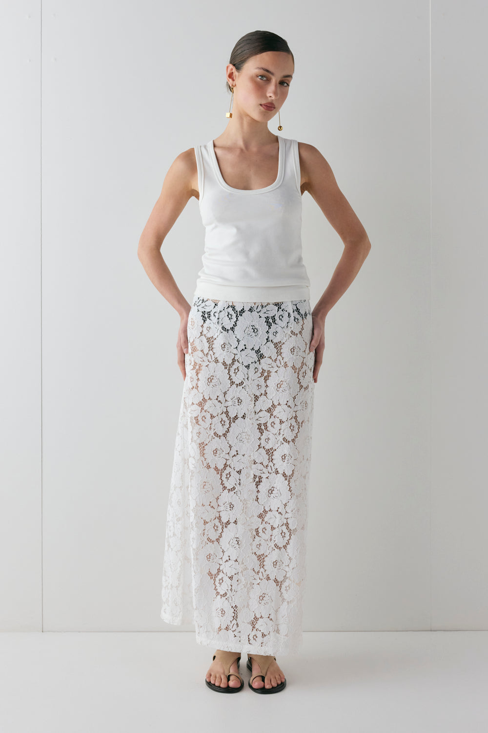 Devyn Lace Midi Skirt White – VRG GRL