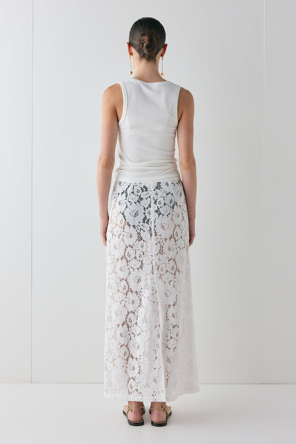 Devyn Lace Midi Skirt White