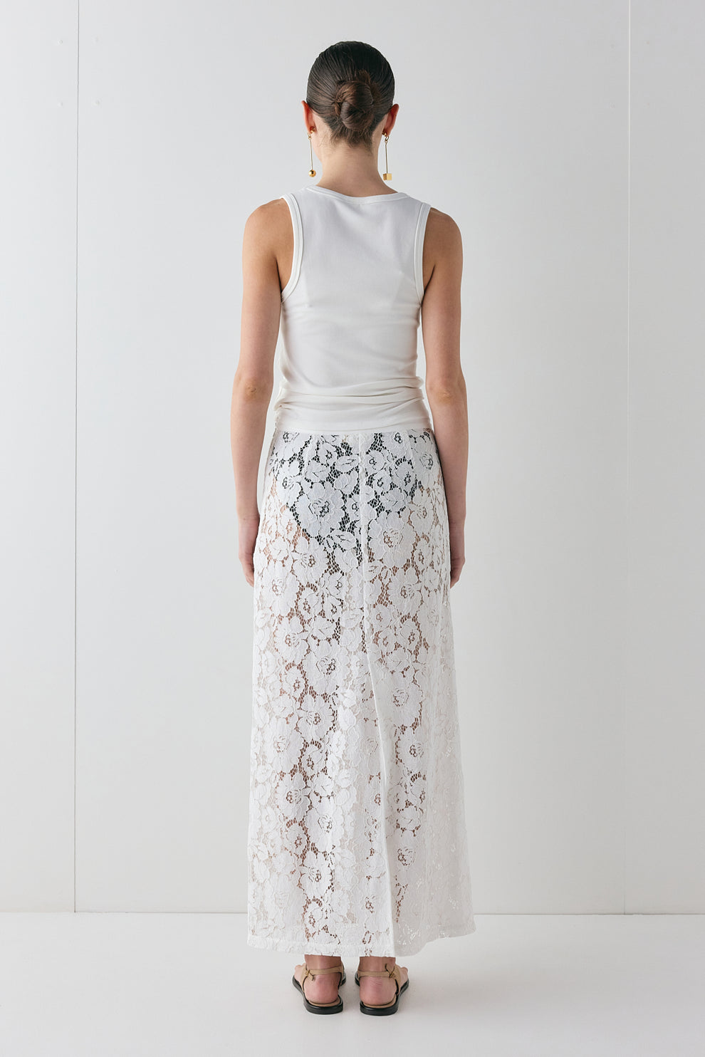 Devyn Lace Midi Skirt White