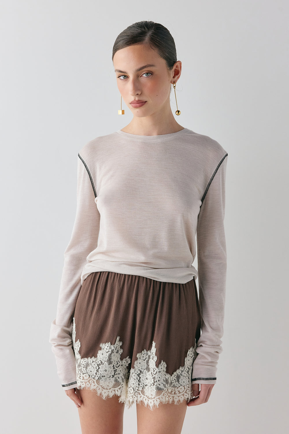 Monikh Lace Shorts Chocolate - size:Ruby:AU 6 / US 2