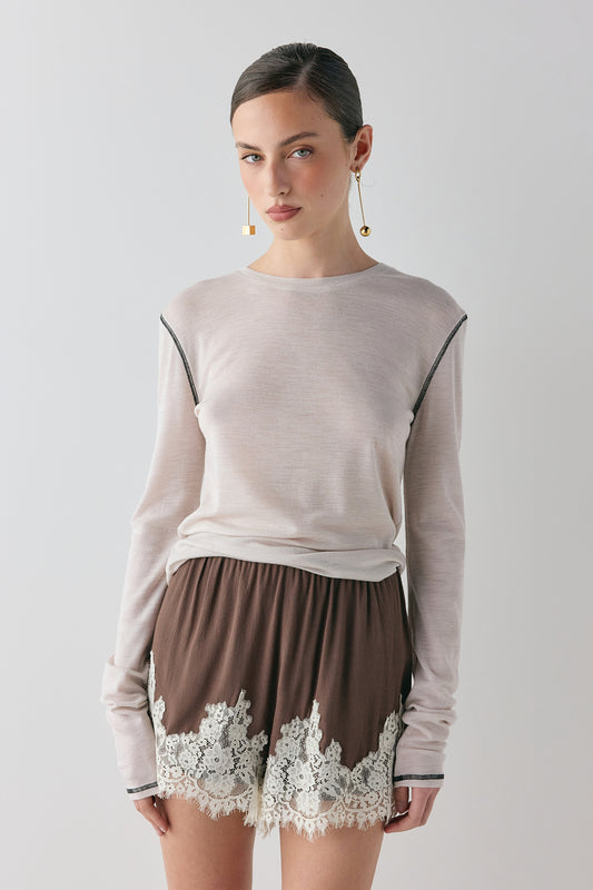 Monikh Lace Shorts Chocolate - size:Ruby:AU 6 / US 2