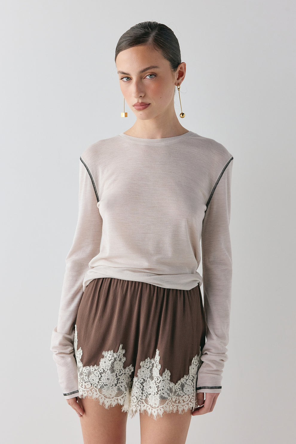 Monikh Lace Shorts Chocolate - size:Ruby:AU 6 / US 2