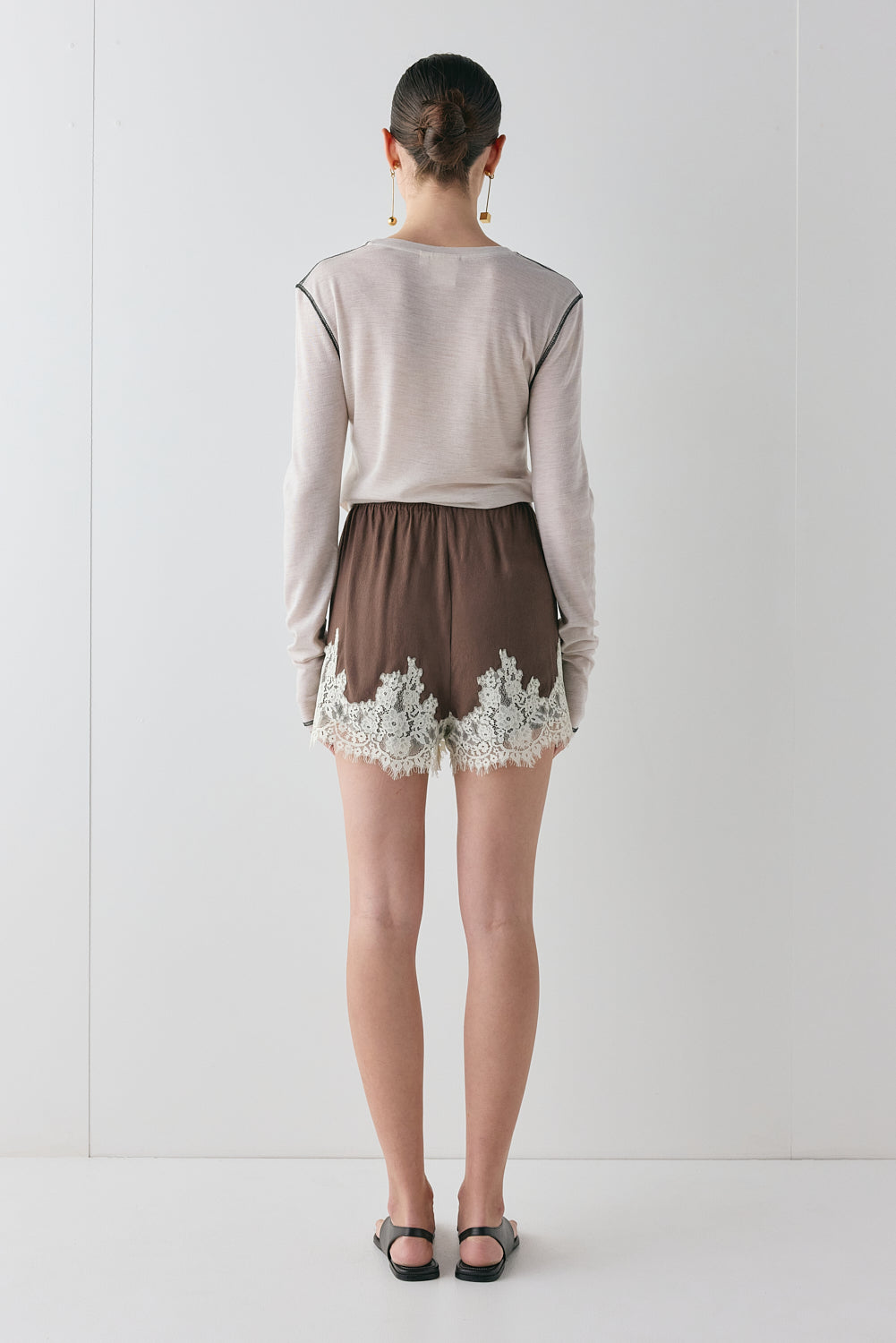 Monikh Lace Shorts Chocolate