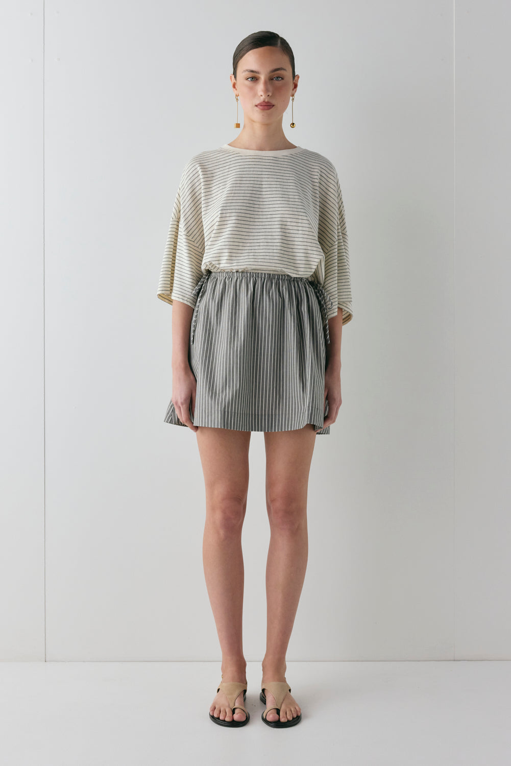 Hope Mini Skirt Charcoal Stripe