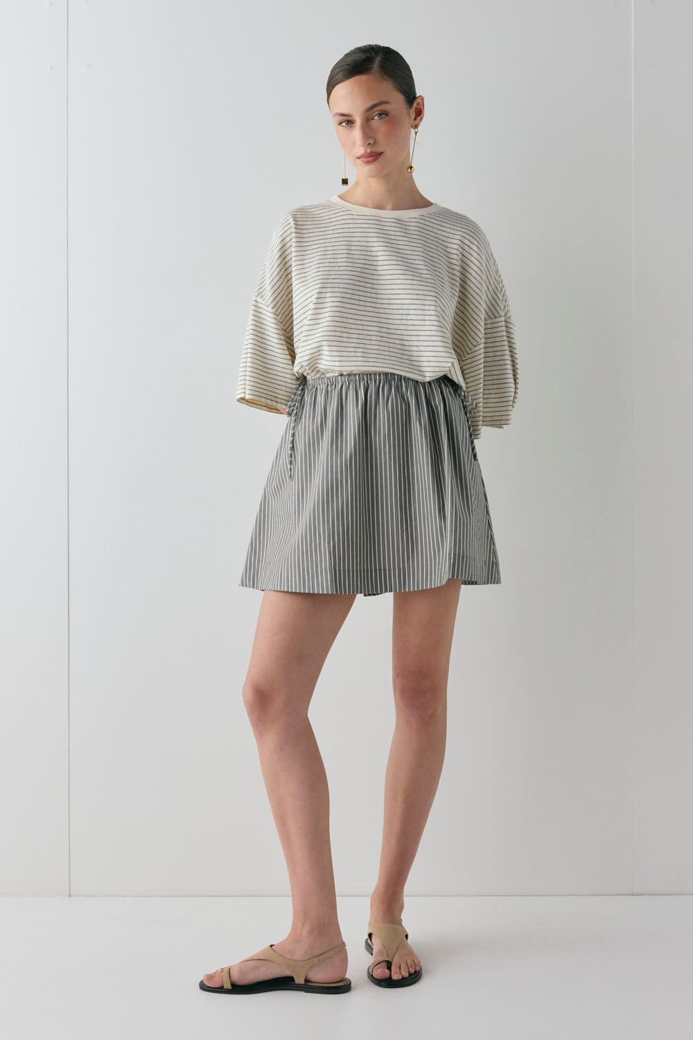 Hope Mini Skirt Charcoal Stripe - size:MC:AU 6 / US 2