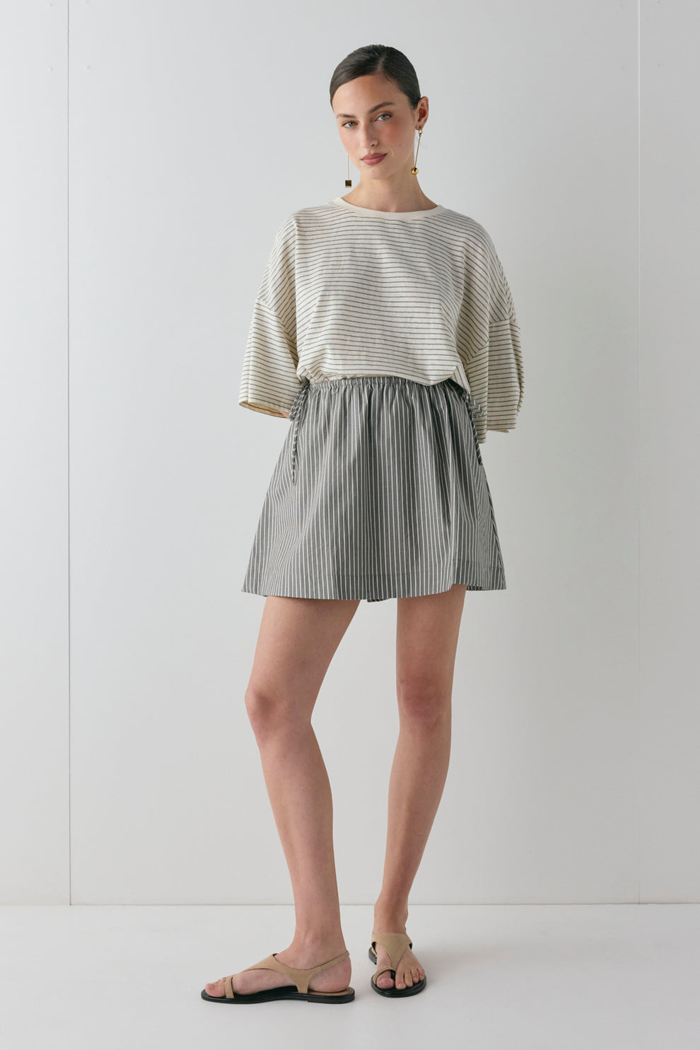 Hope Mini Skirt Charcoal Stripe - size:MC:AU 6 / US 2