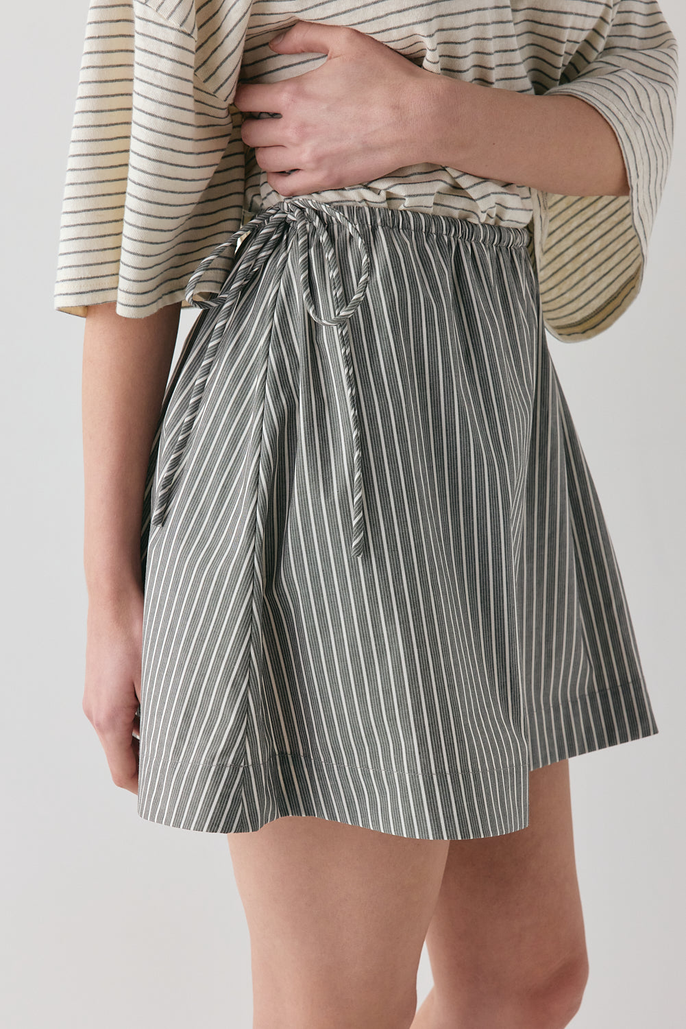 Hope Mini Skirt Charcoal Stripe