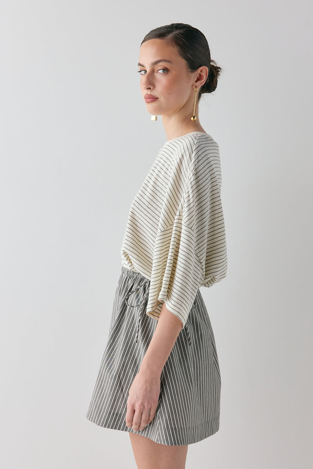 Hope Mini Skirt Charcoal Stripe