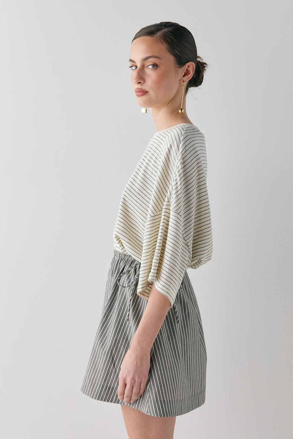 Hope Mini Skirt Charcoal Stripe