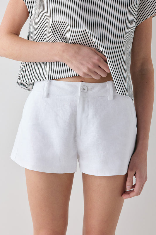 Levy Linen Shorts White - size:Ruby:AU 6 / US 2