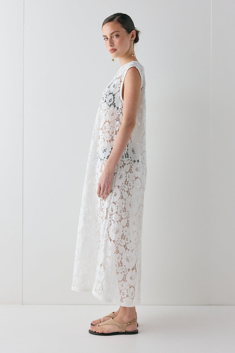 Maya Lace Midi Dress White
