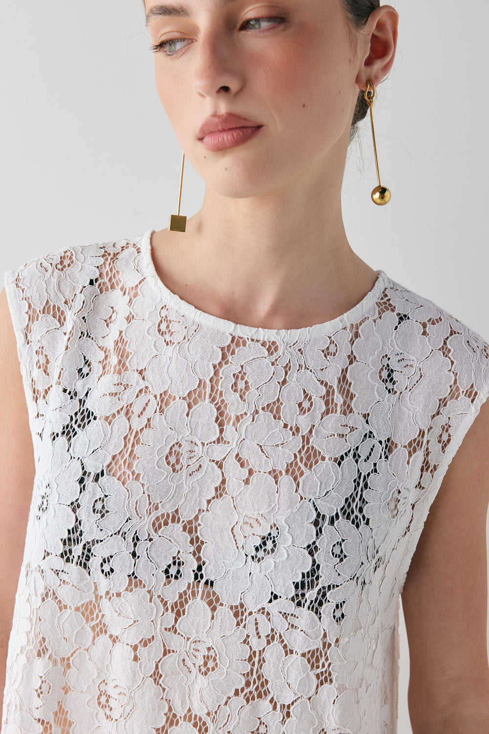 Maya Lace Midi Dress White