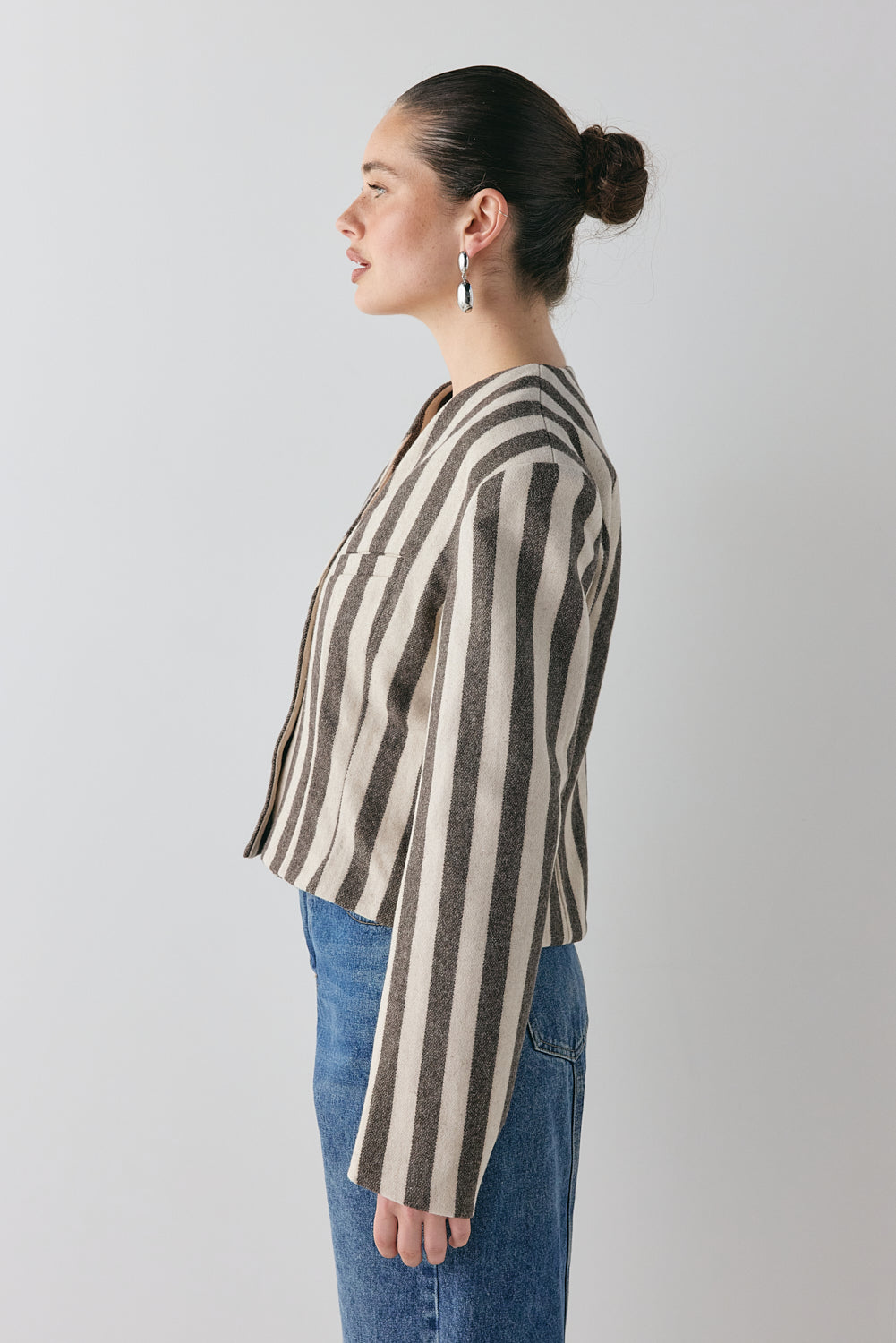Nerida Blazer Charcoal Stripe
