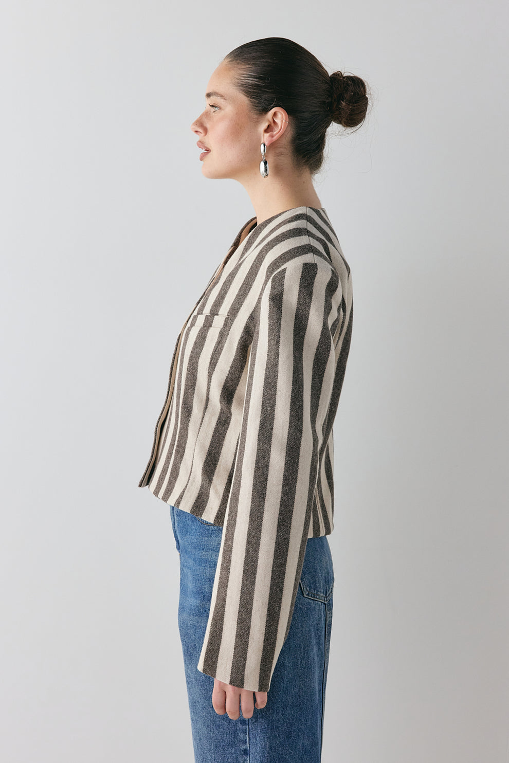 Nerida Blazer Charcoal Stripe
