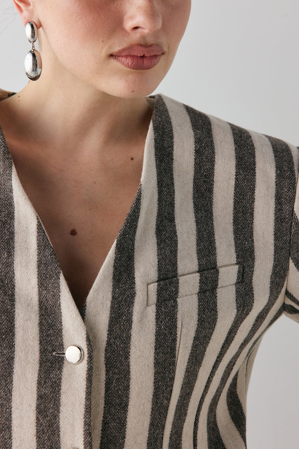 Nerida Blazer Charcoal Stripe