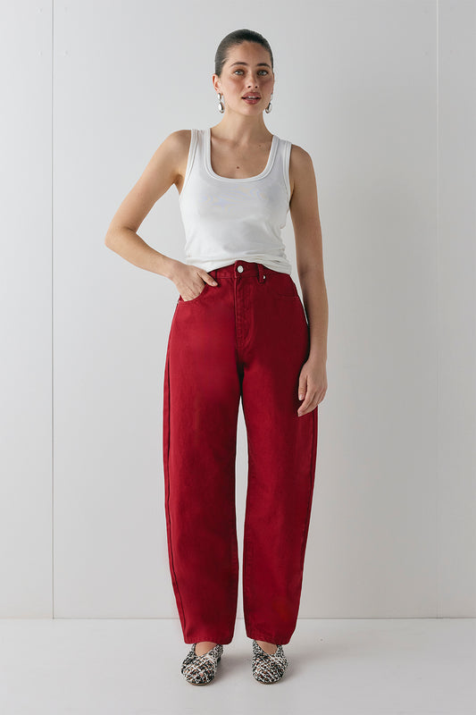 Lex Barrel Jeans Red - size:Ruby:AU 6 / US 2