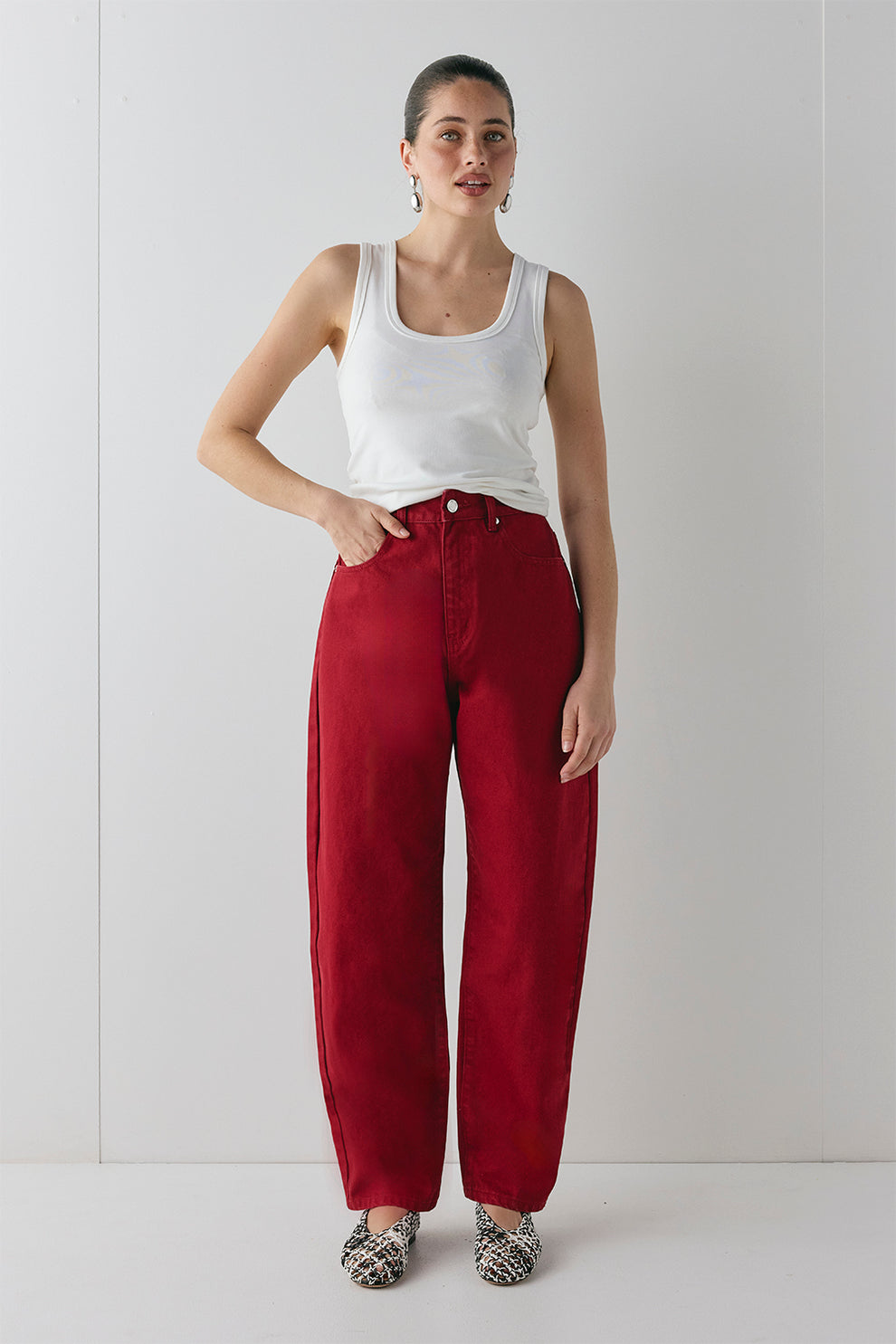 Lex Barrel Jeans Red - size:Ruby:AU 6 / US 2