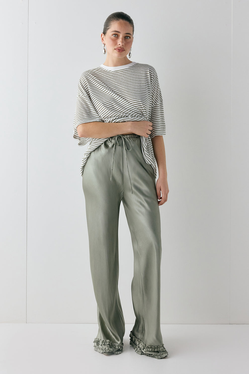 Citara Satin Pants Khaki - size:Ruby:AU 6 / US 2