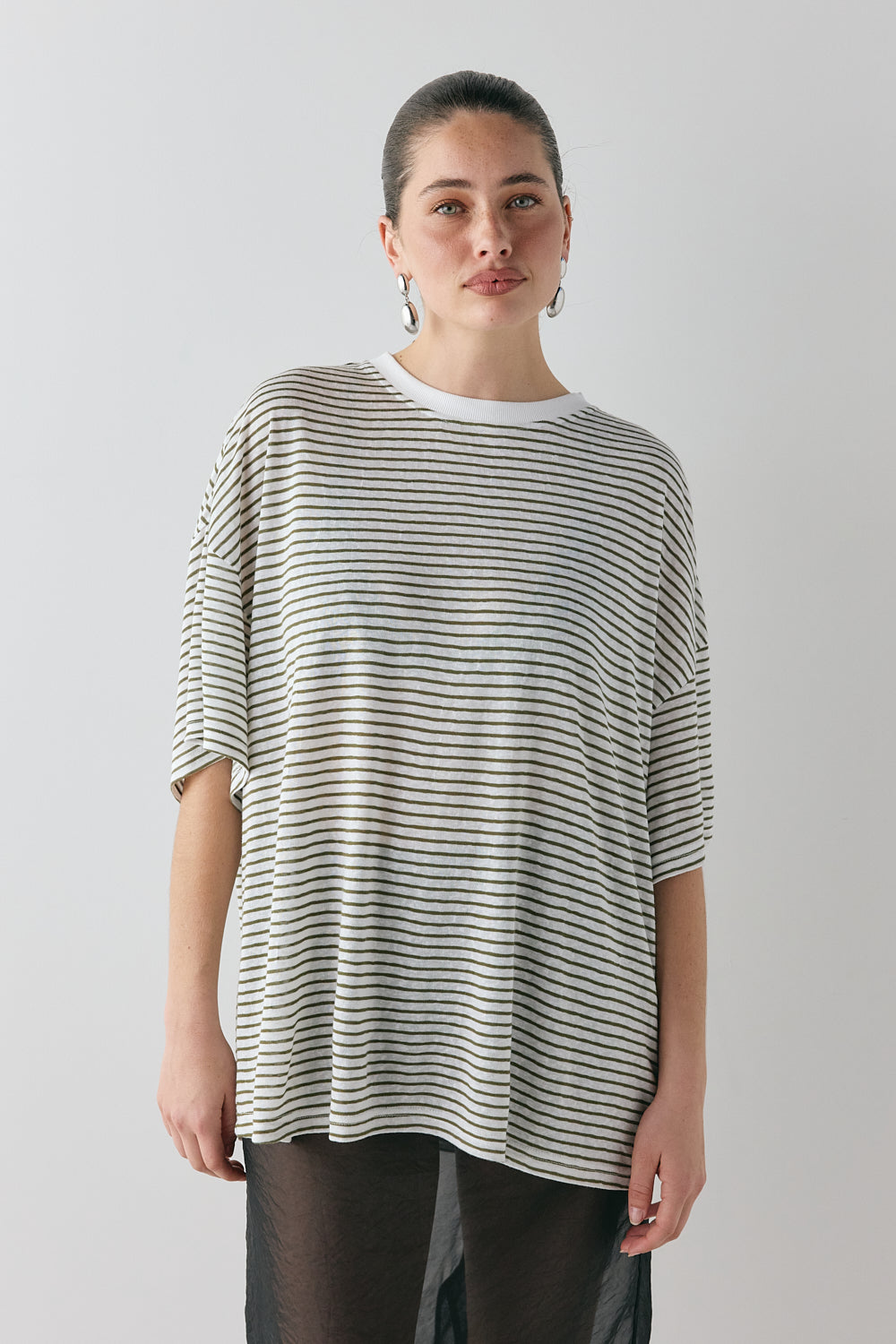 Willow Tee Khaki Stripe - size:Ruby:AU 6 / US 2