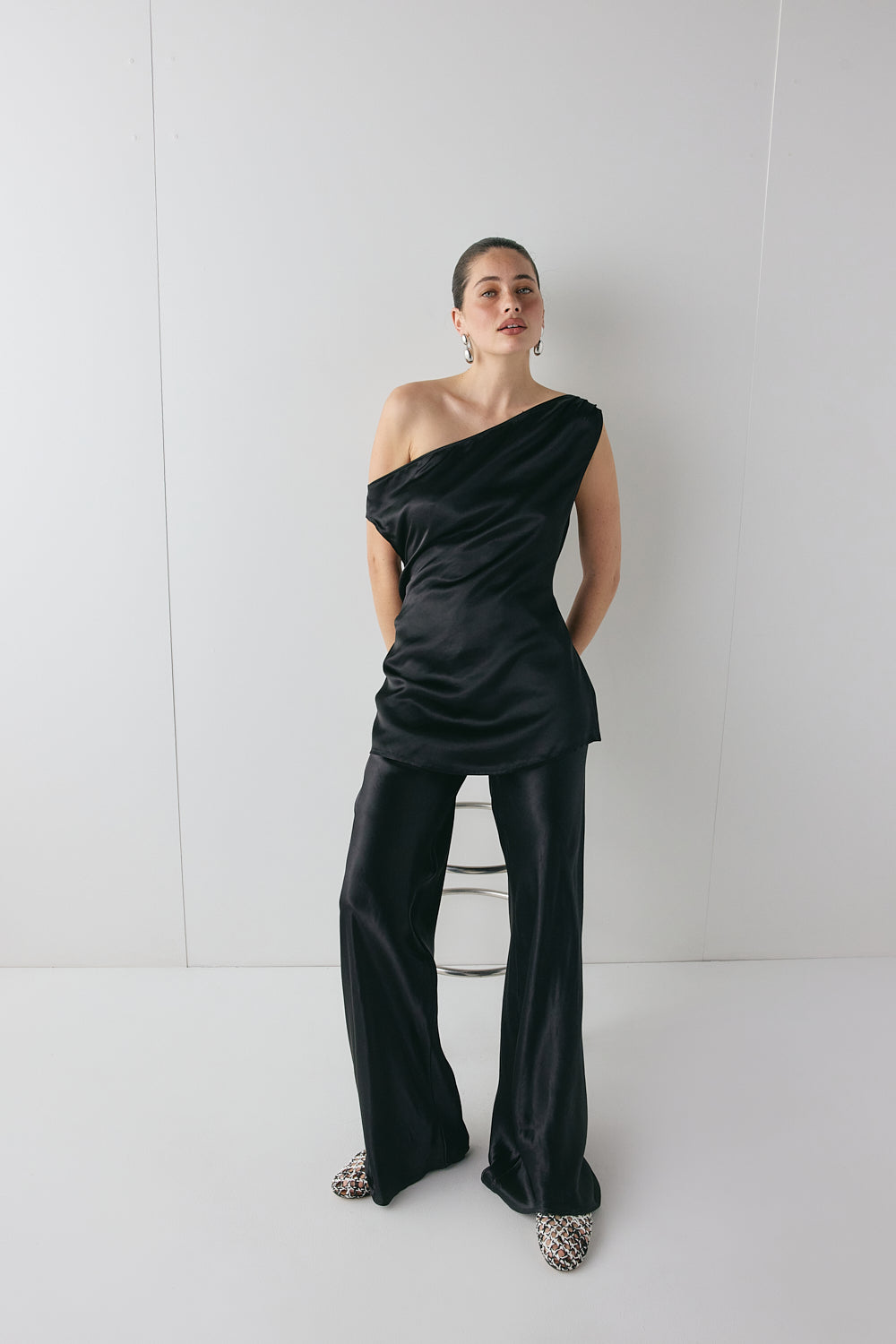 Rae Satin Pants Black