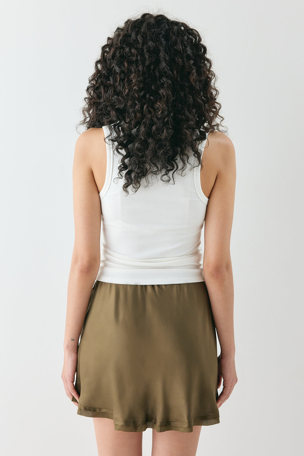 Vintage Lover Satin Bias Mini Skirt Khaki