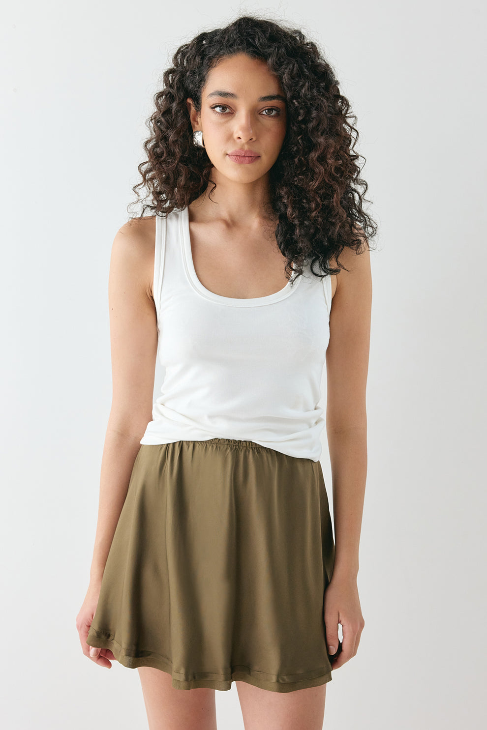 Vintage Lover Satin Bias Mini Skirt Khaki - size:Beatrys:AU 8 / US 4