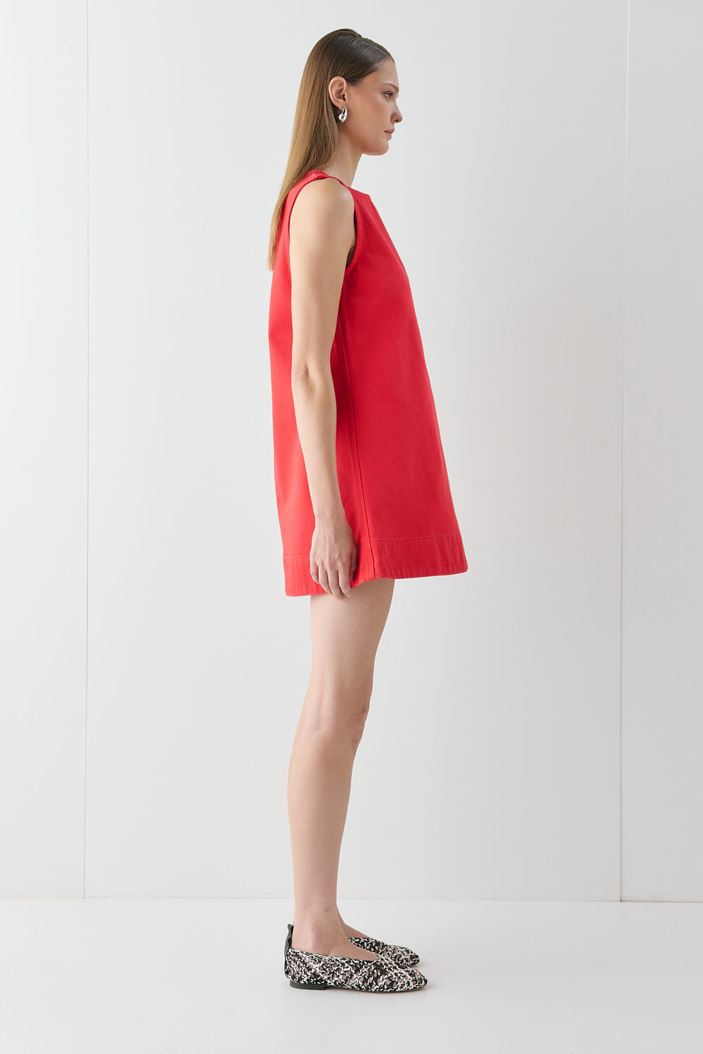 Aftersun Denim Mini Dress Red 