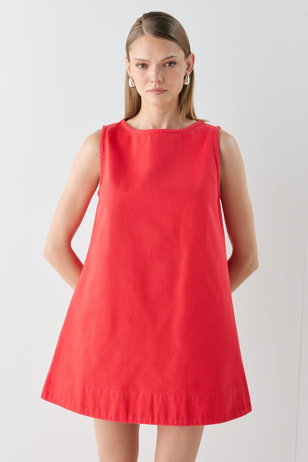 Aftersun Denim Mini Dress Red 